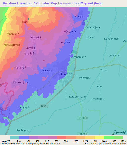 Kirikhan,Turkey Elevation Map