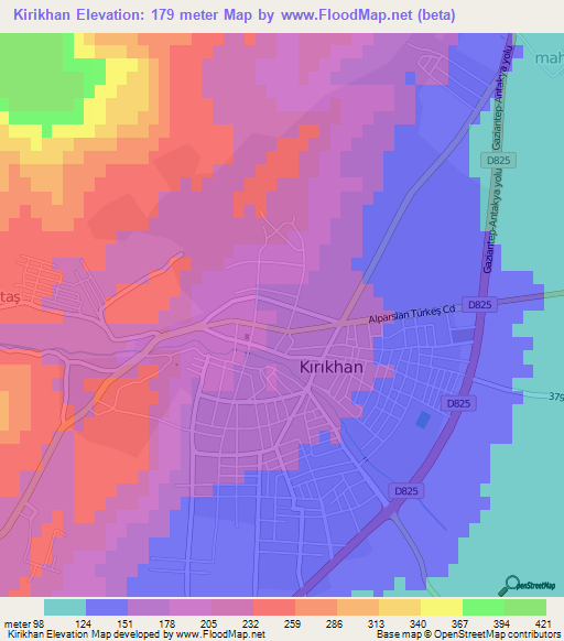 Kirikhan,Turkey Elevation Map