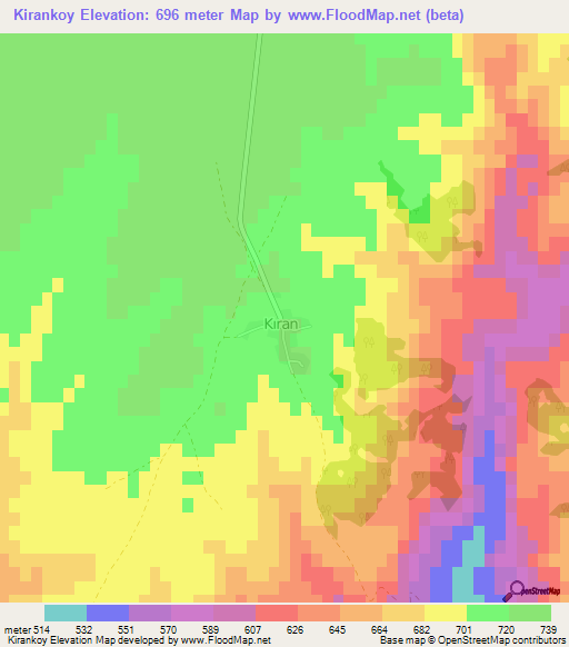 Kirankoy,Turkey Elevation Map