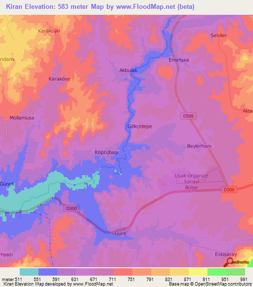 Kiran,Turkey Elevation Map