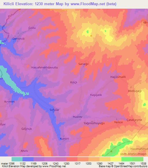 Kilicli,Turkey Elevation Map