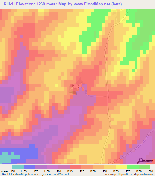 Kilicli,Turkey Elevation Map