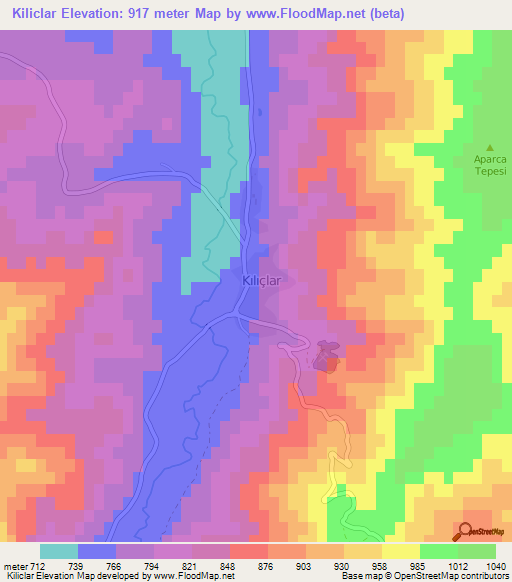 Kiliclar,Turkey Elevation Map