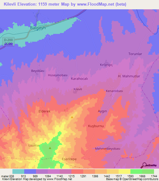 Kilevli,Turkey Elevation Map