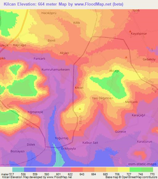 Kilcan,Turkey Elevation Map