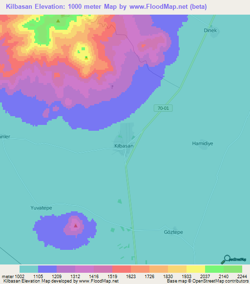 Kilbasan,Turkey Elevation Map