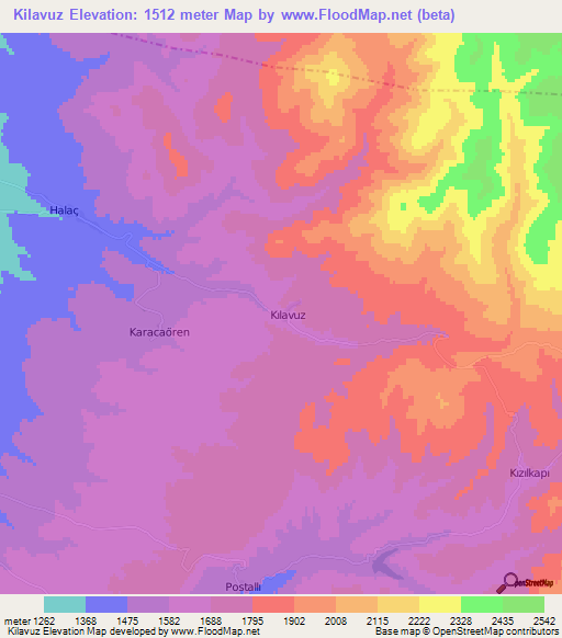 Kilavuz,Turkey Elevation Map