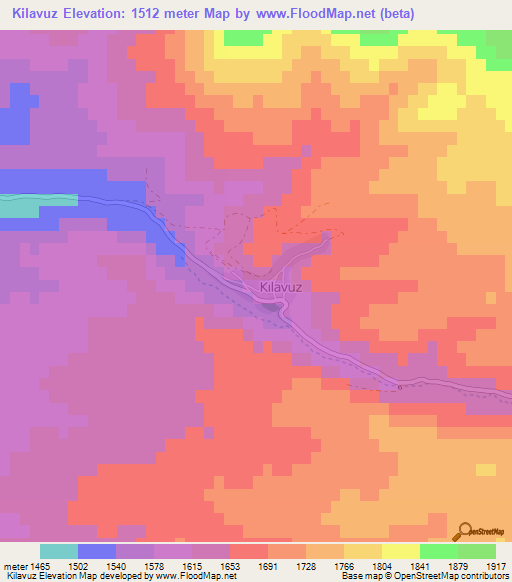 Kilavuz,Turkey Elevation Map