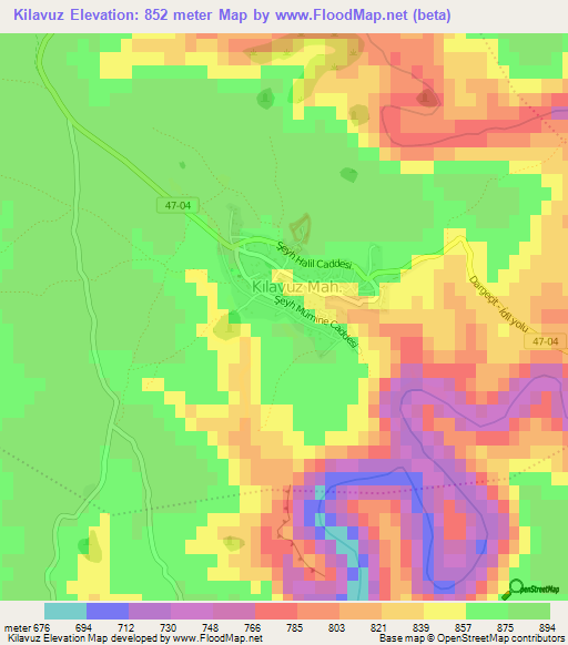 Kilavuz,Turkey Elevation Map