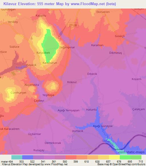 Kilavuz,Turkey Elevation Map