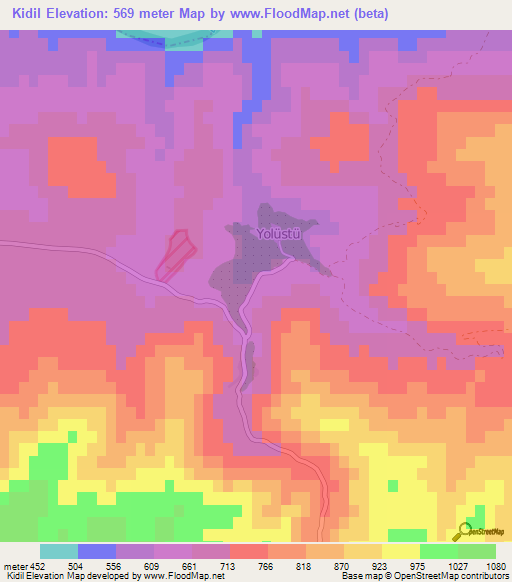 Kidil,Turkey Elevation Map