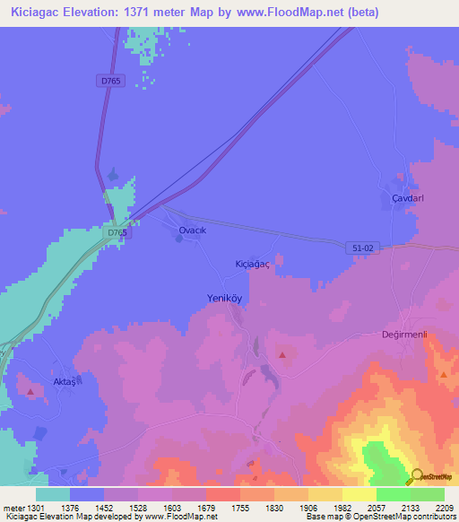 Kiciagac,Turkey Elevation Map