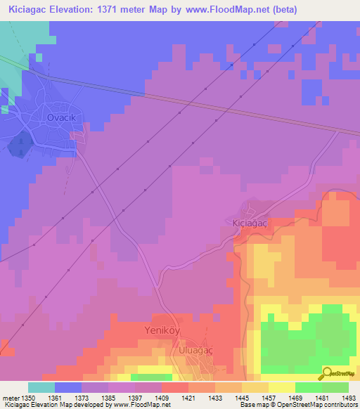 Kiciagac,Turkey Elevation Map