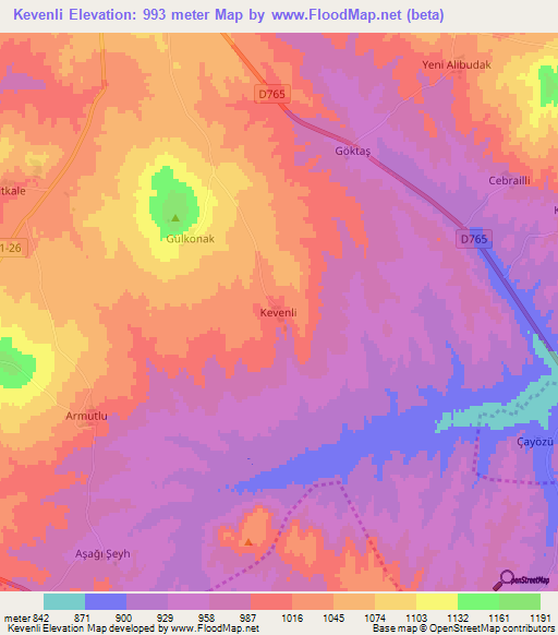 Kevenli,Turkey Elevation Map