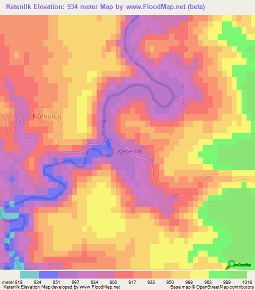 Ketenlik,Turkey Elevation Map