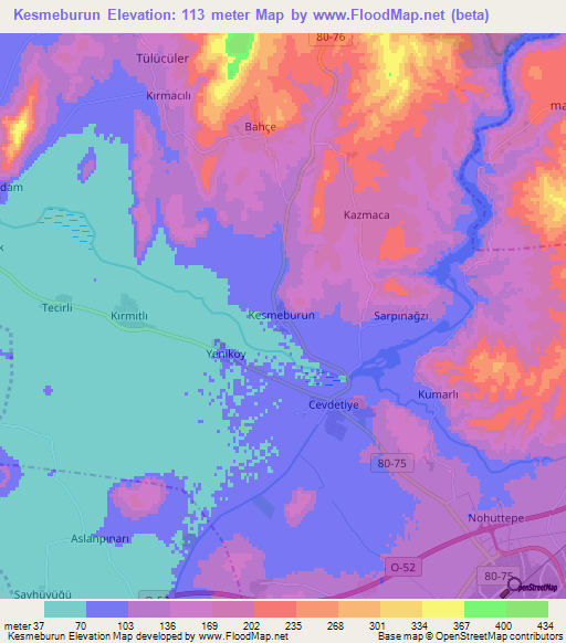 Kesmeburun,Turkey Elevation Map