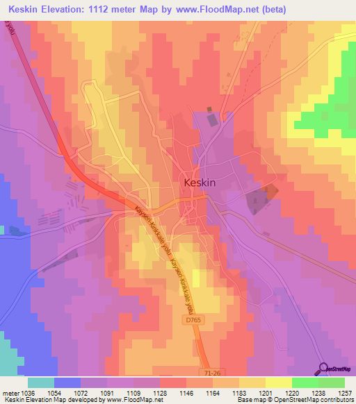 Keskin,Turkey Elevation Map