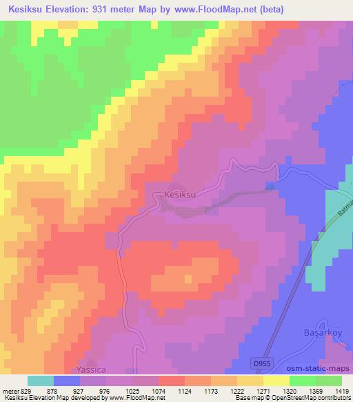 Kesiksu,Turkey Elevation Map