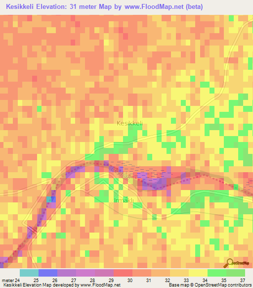 Kesikkeli,Turkey Elevation Map