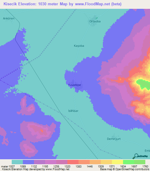 Kisecik,Turkey Elevation Map