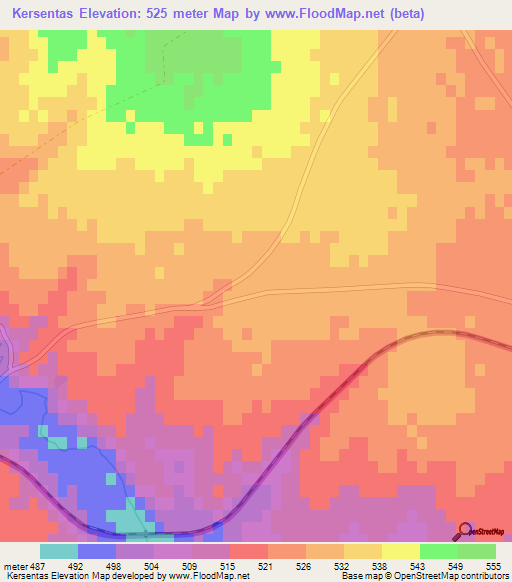 Kersentas,Turkey Elevation Map