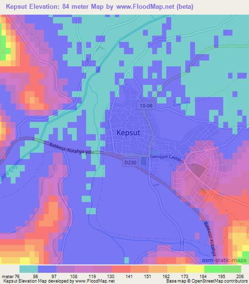 Kepsut,Turkey Elevation Map