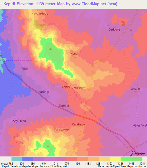 Kepirli,Turkey Elevation Map