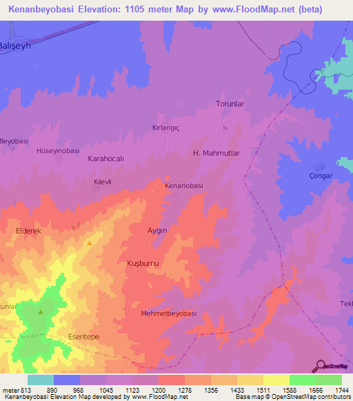 Kenanbeyobasi,Turkey Elevation Map