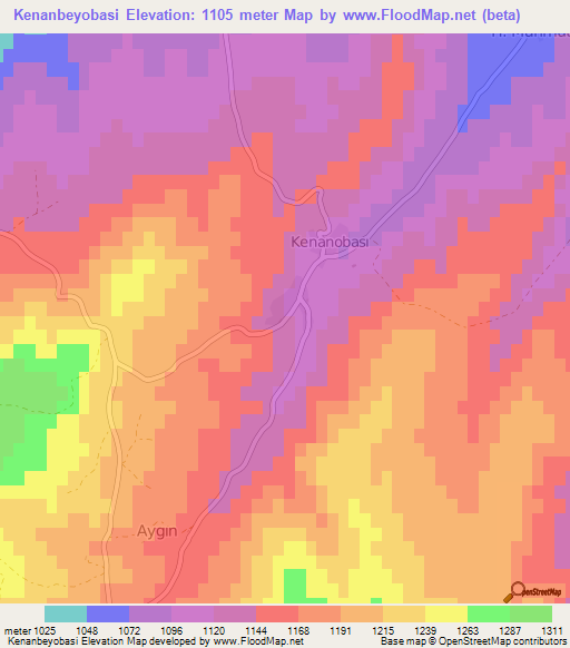 Kenanbeyobasi,Turkey Elevation Map