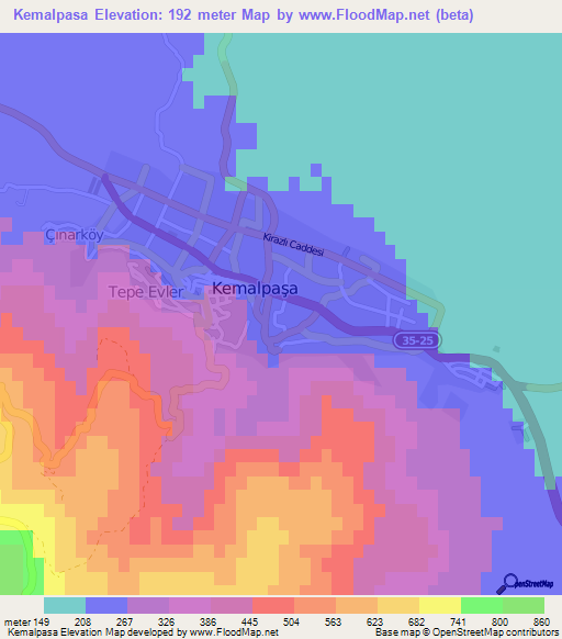 Kemalpasa,Turkey Elevation Map