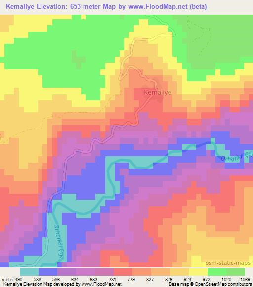 Kemaliye,Turkey Elevation Map