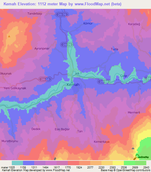 Kemah,Turkey Elevation Map