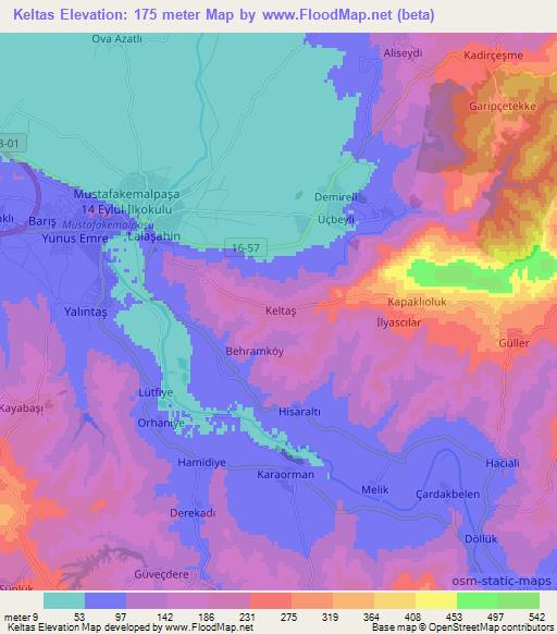 Keltas,Turkey Elevation Map