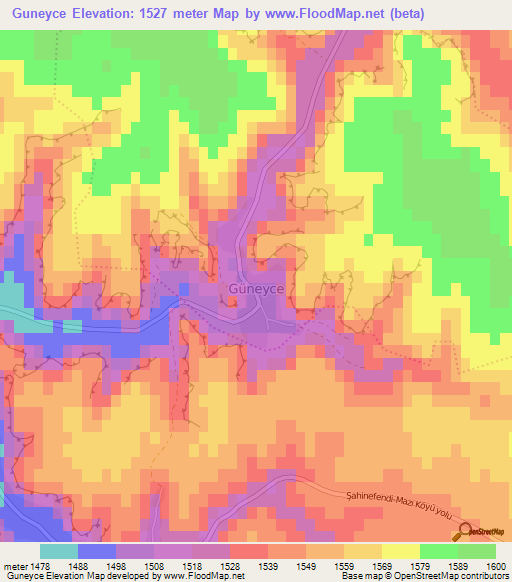 Guneyce,Turkey Elevation Map