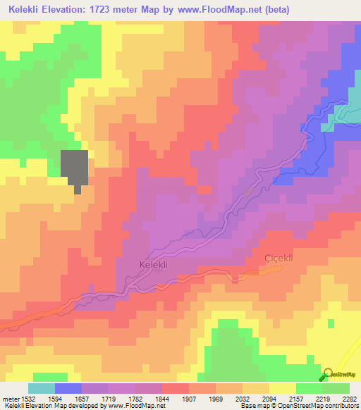 Kelekli,Turkey Elevation Map