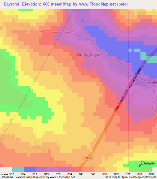 Bayramli,Turkey Elevation Map