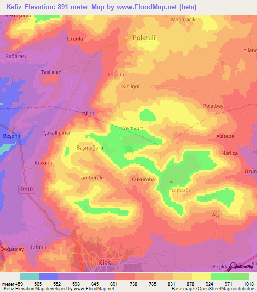 Kefiz,Turkey Elevation Map