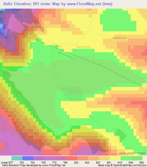 Kefiz,Turkey Elevation Map