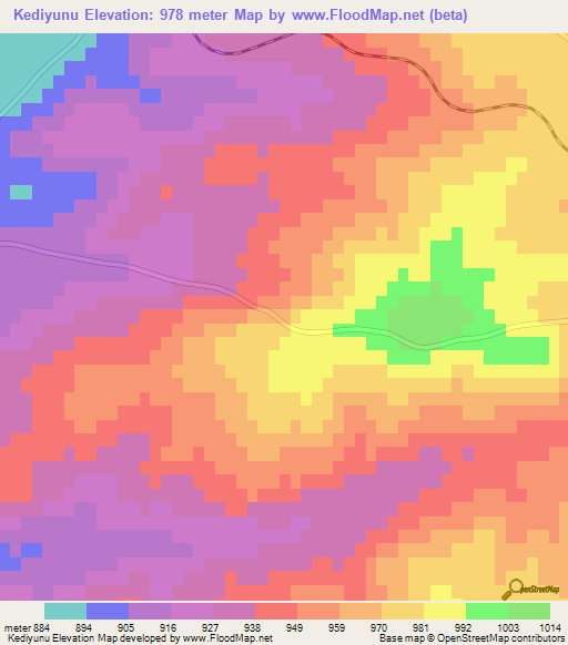 Kediyunu,Turkey Elevation Map