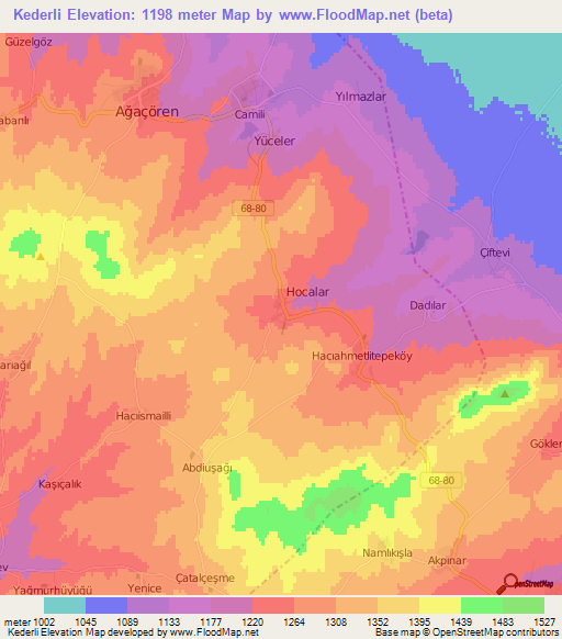 Kederli,Turkey Elevation Map