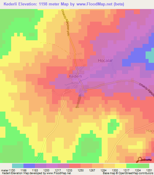 Kederli,Turkey Elevation Map