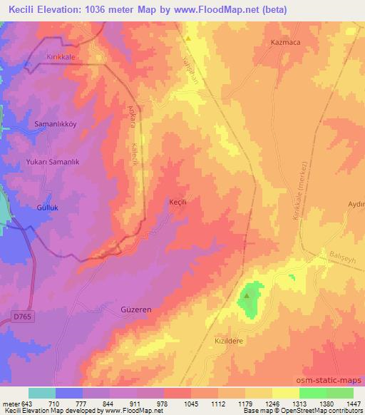 Kecili,Turkey Elevation Map