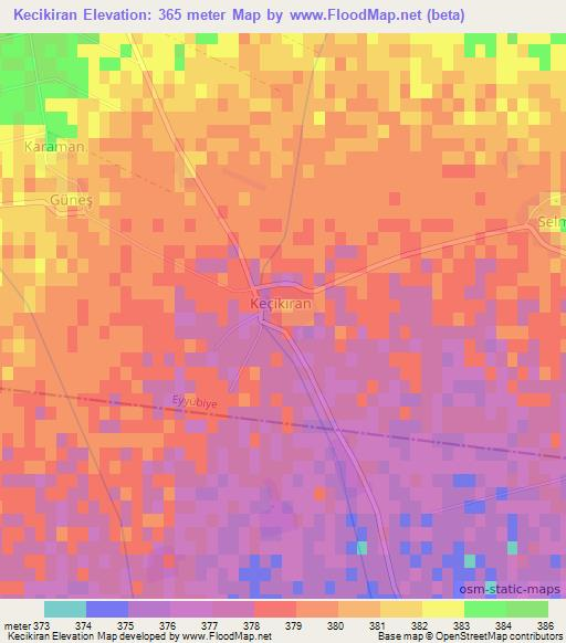 Kecikiran,Turkey Elevation Map