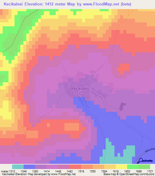 Kecikalesi,Turkey Elevation Map