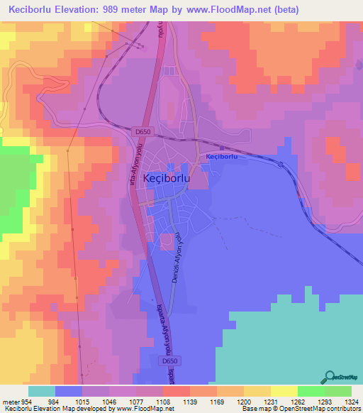 Keciborlu,Turkey Elevation Map