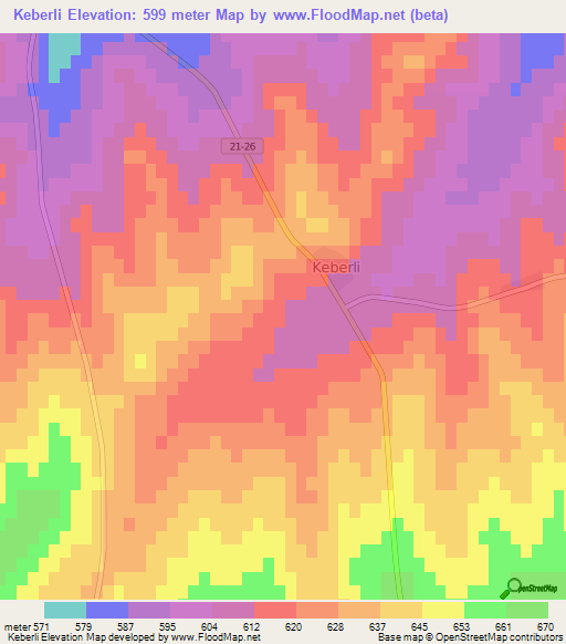 Keberli,Turkey Elevation Map