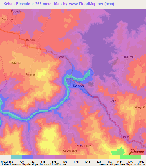 Keban,Turkey Elevation Map