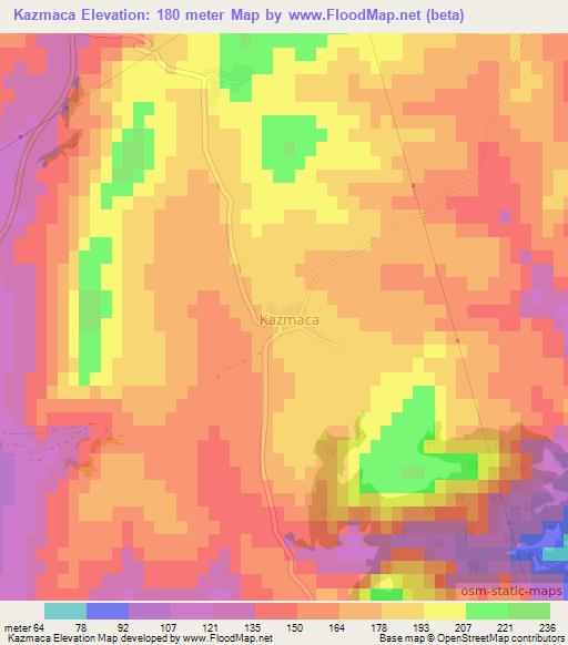 Kazmaca,Turkey Elevation Map