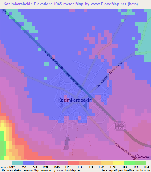 Kazimkarabekir,Turkey Elevation Map