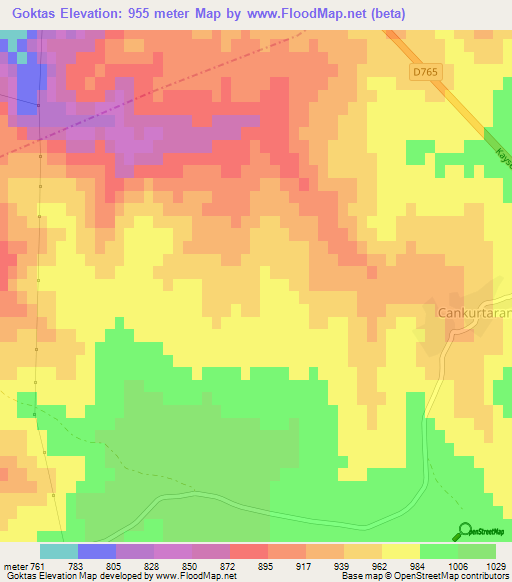 Goktas,Turkey Elevation Map